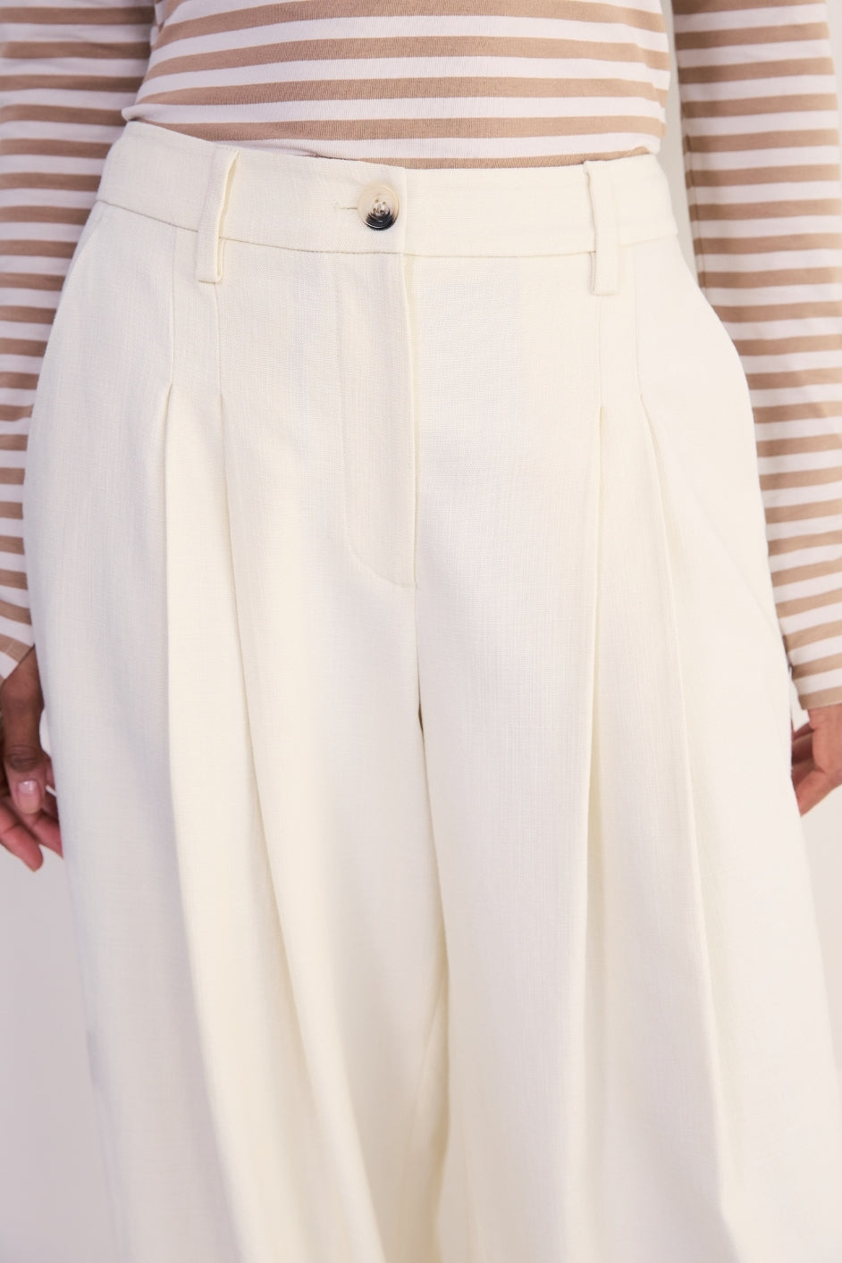 Cath x WYSE Audrey Pleat Front Trouser - Cream