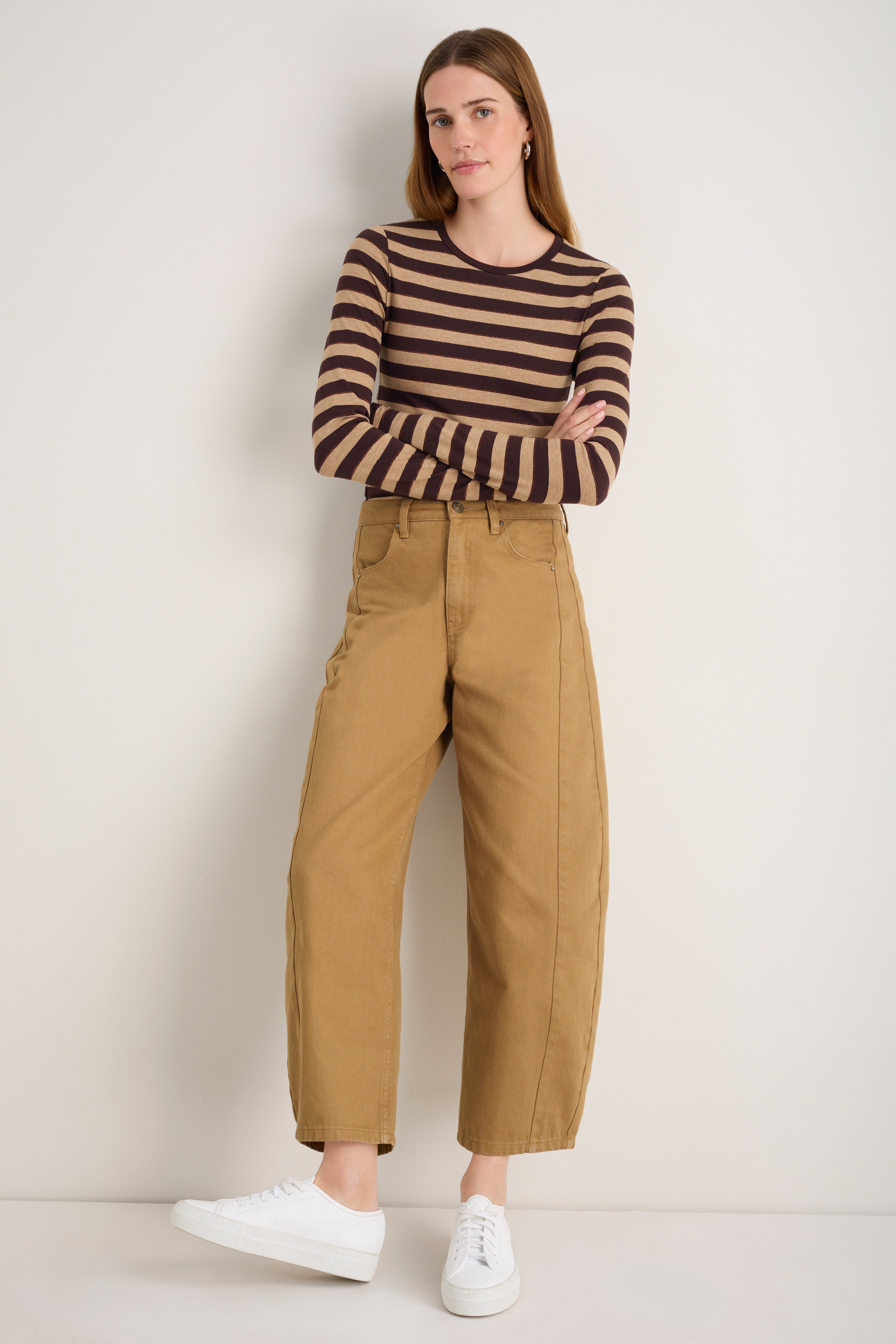 Charlie Curved Pocket Horseshoe Jean - Cumin Brown