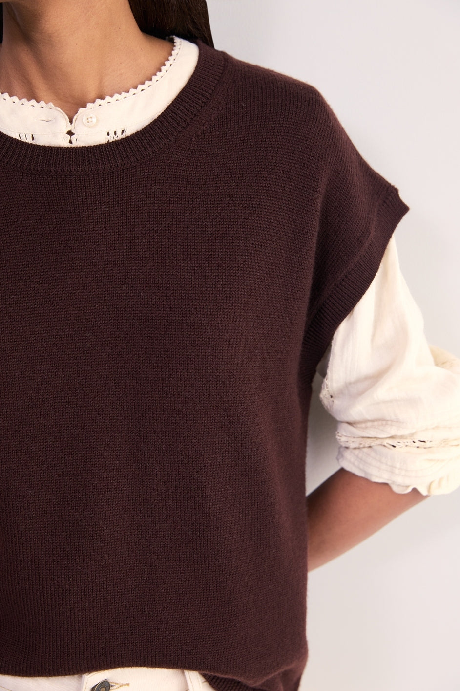 Fleur Merino Tank - Cocoa