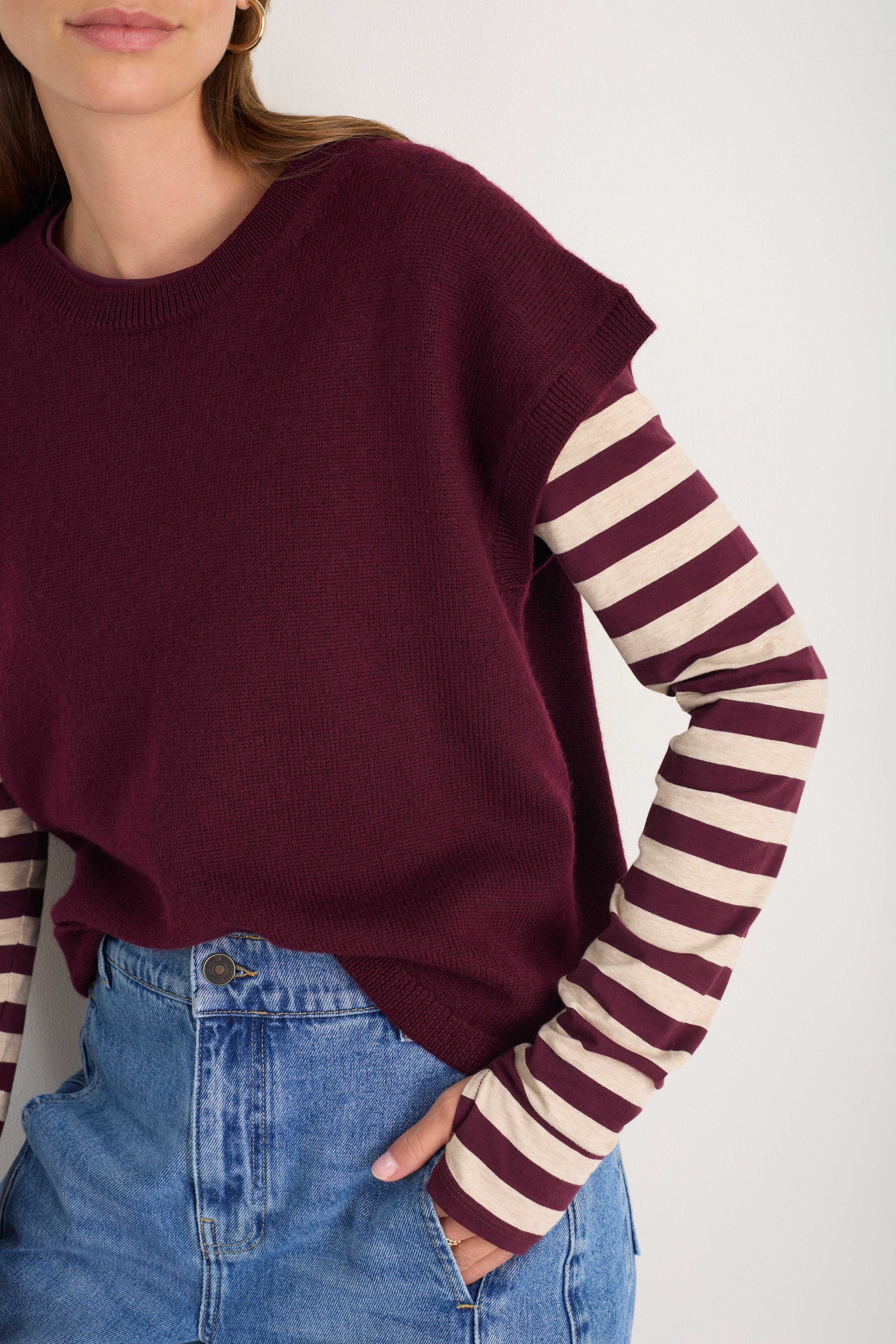 Fleur Merino Tank - Deep Fig