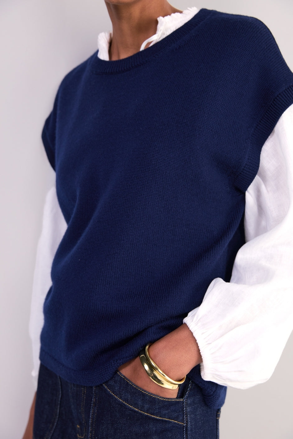 Fleur Merino Tank - Midnight