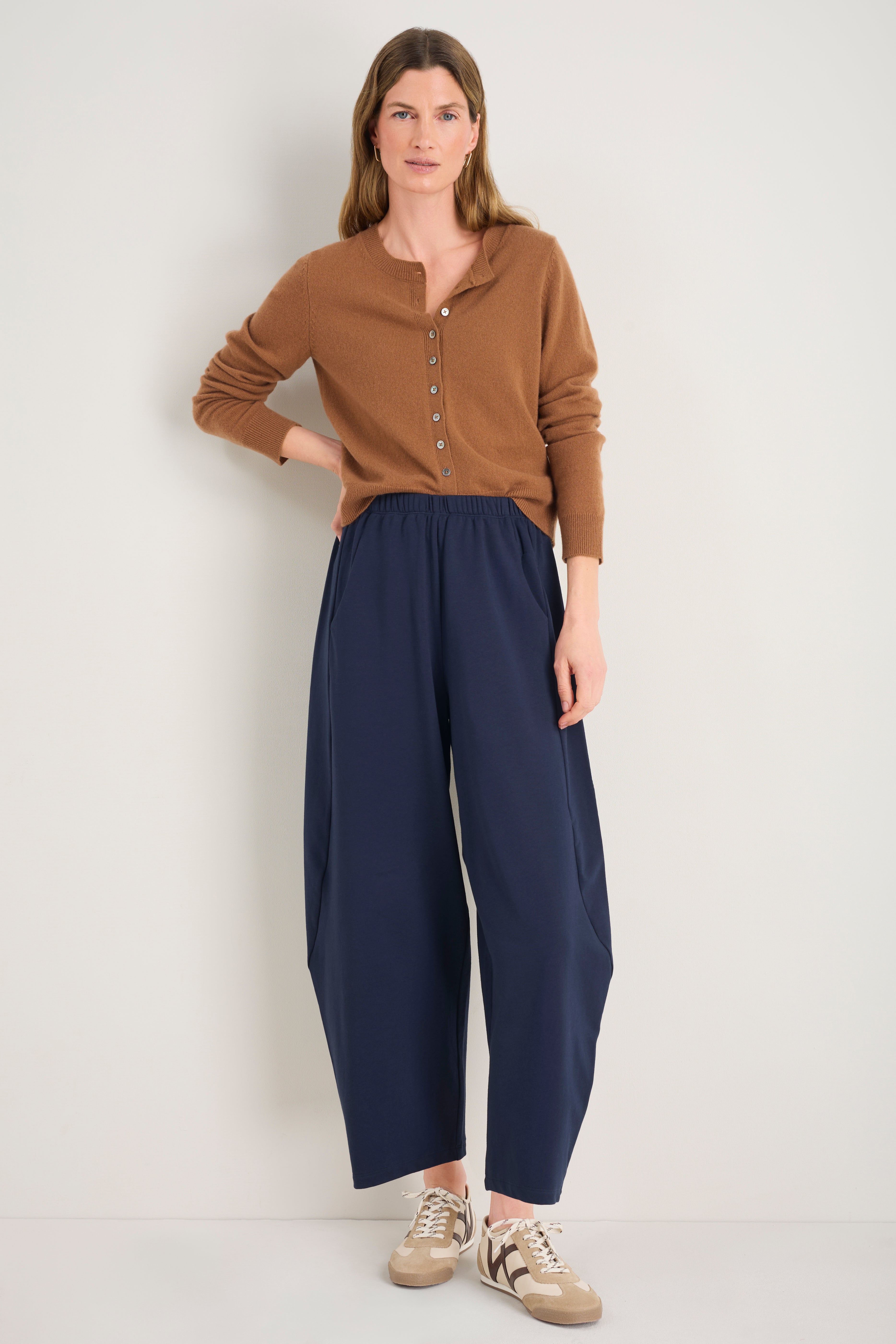 Gabby Barrel Leg Jersey Jogger - Midnight