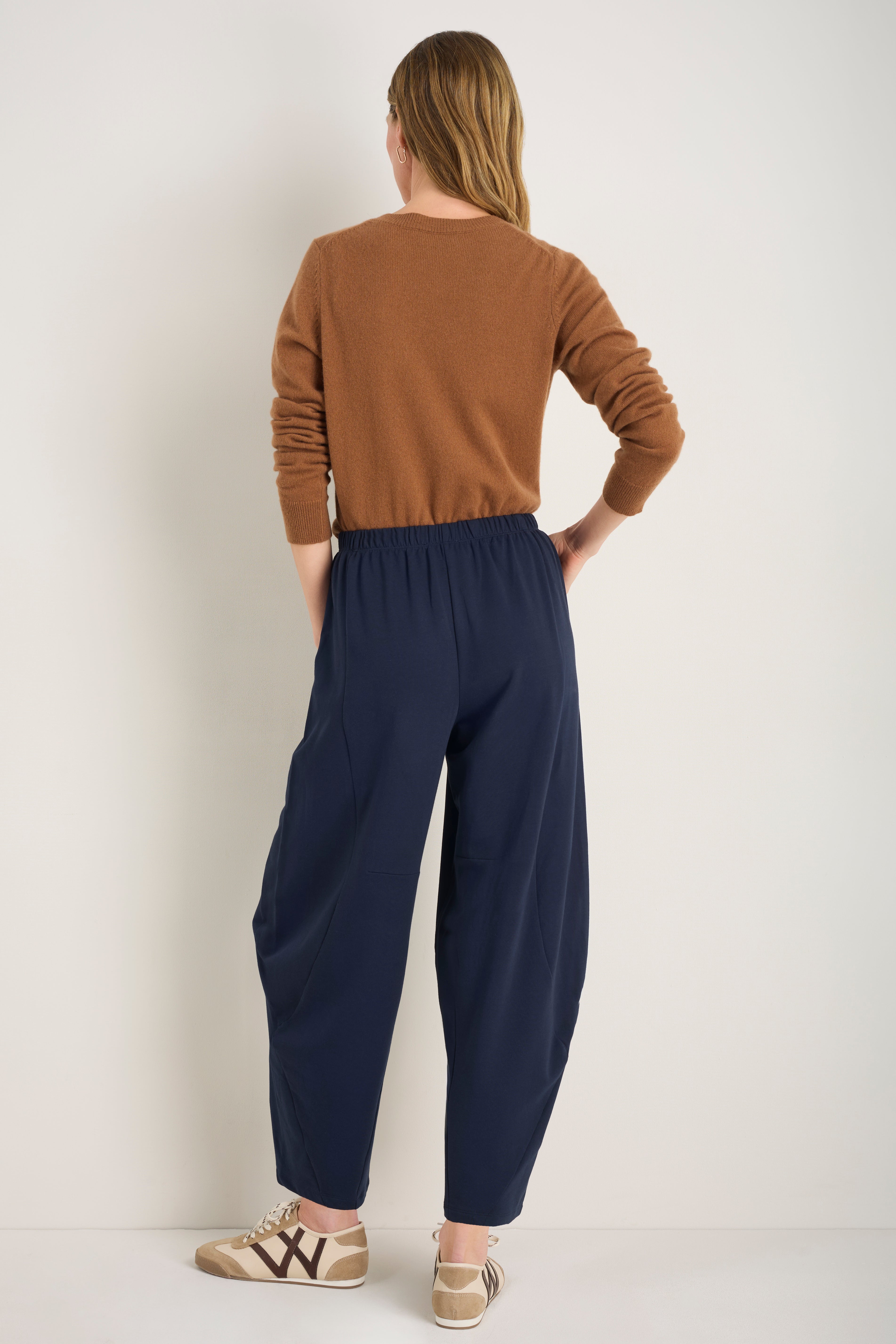 Gabby Barrel Leg Jersey Jogger - Midnight