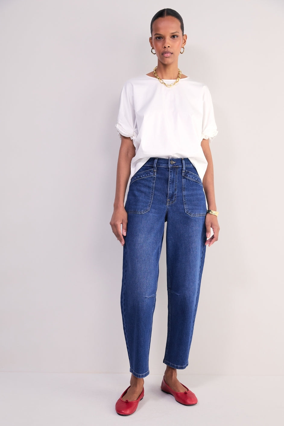 Kaya Cargo Barrel Jean - Mid Wash