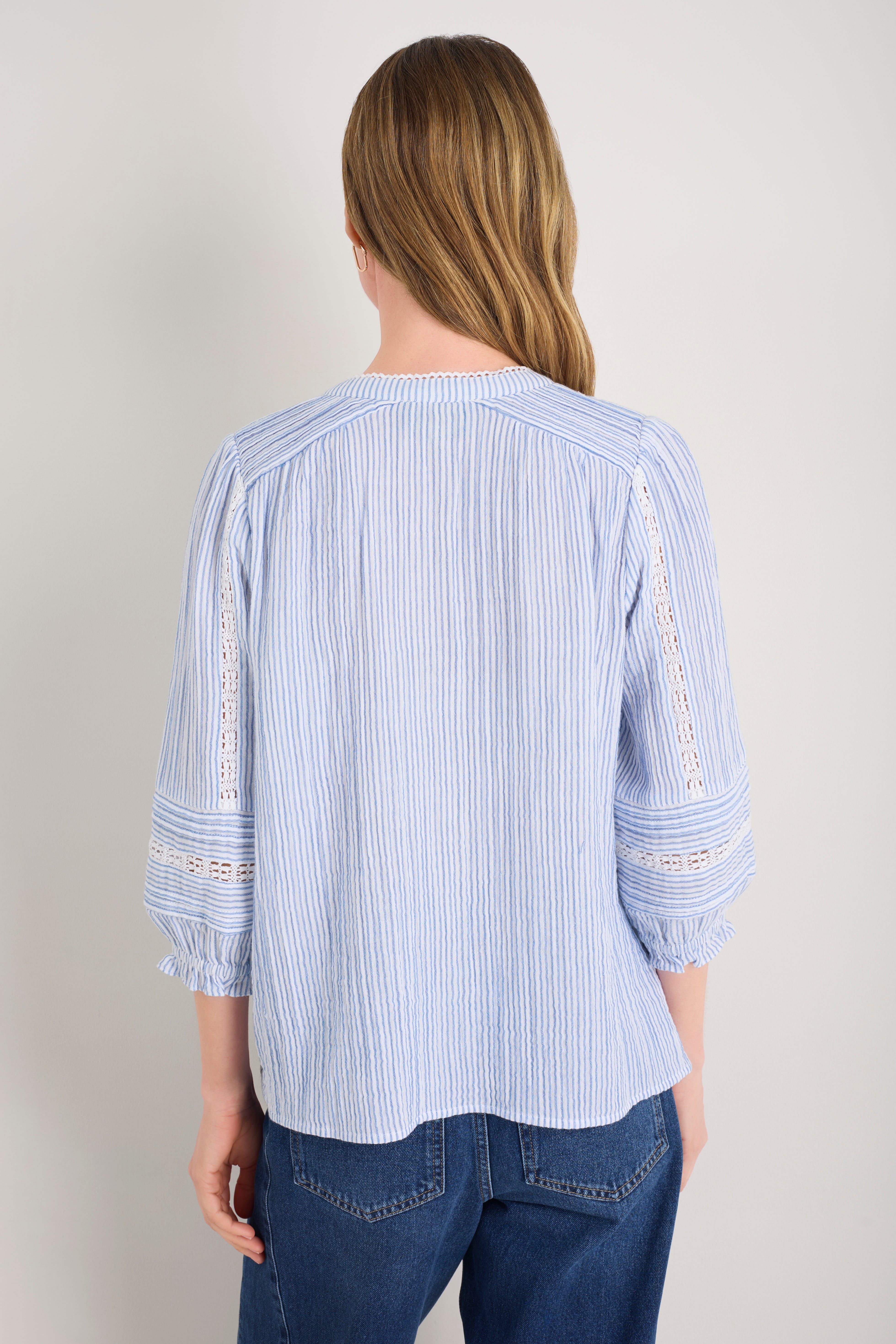 Kiki Blouse - Sky Blue/White Stripe