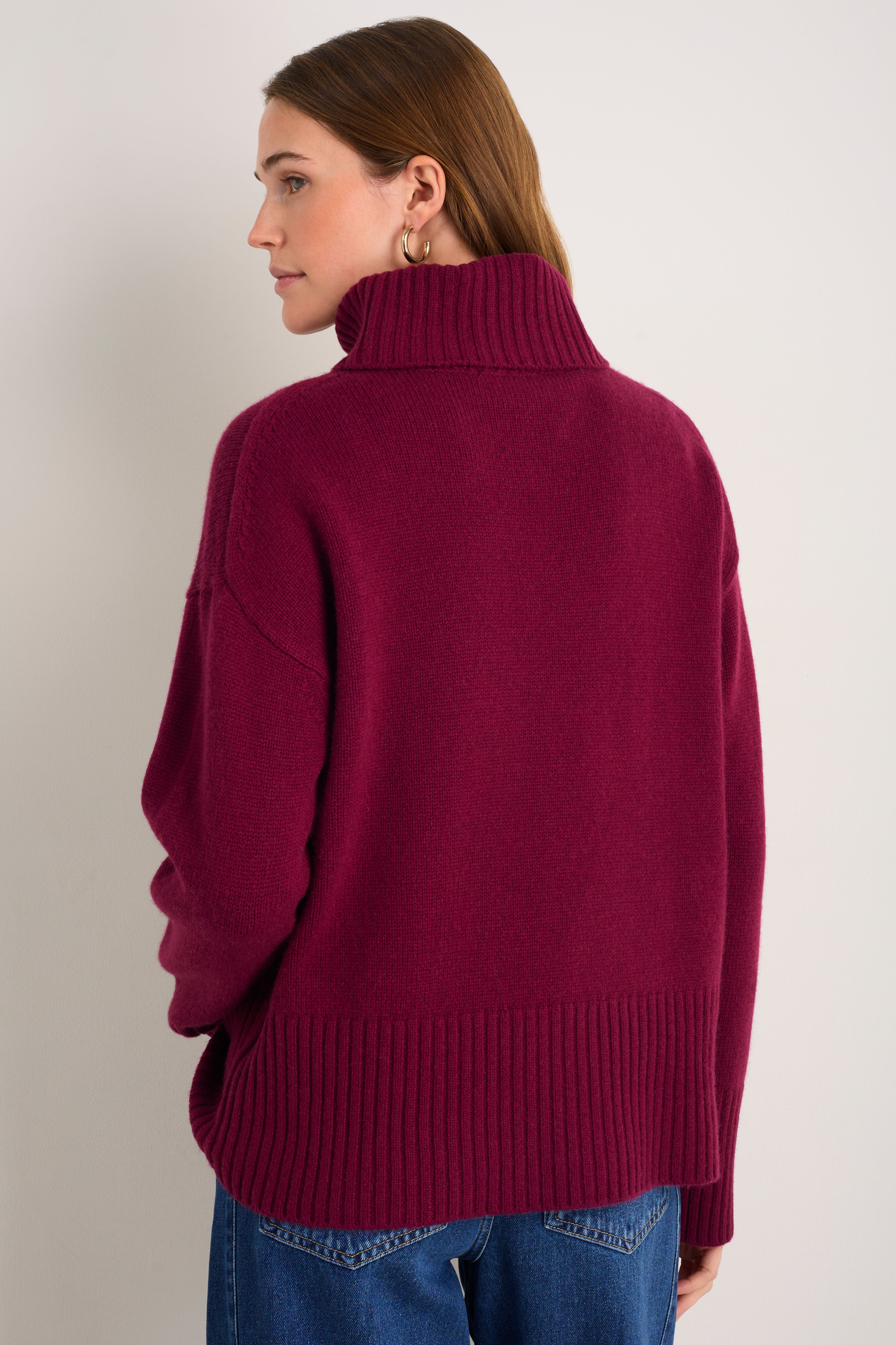 Nelly Roll Neck Jumper - Plum