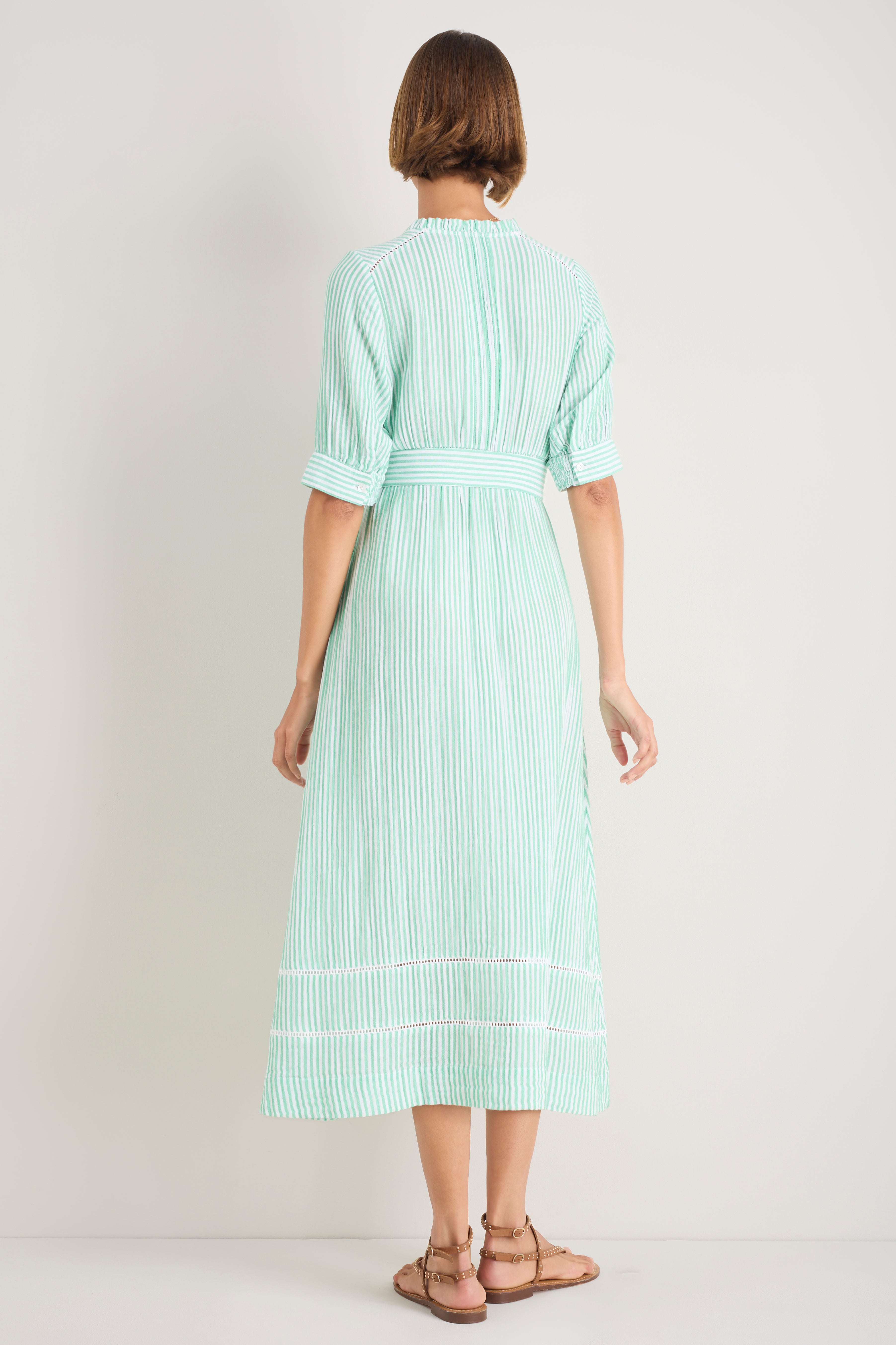 Otti Midi Dress - Jade Green/White Stripe