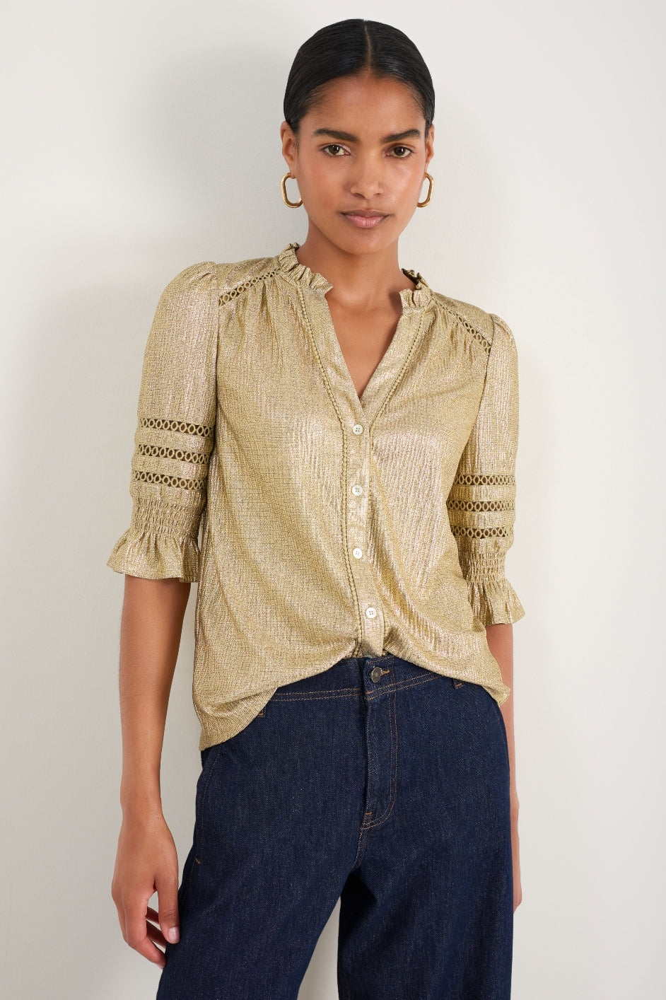 Parker Metallic Blouse - Gold