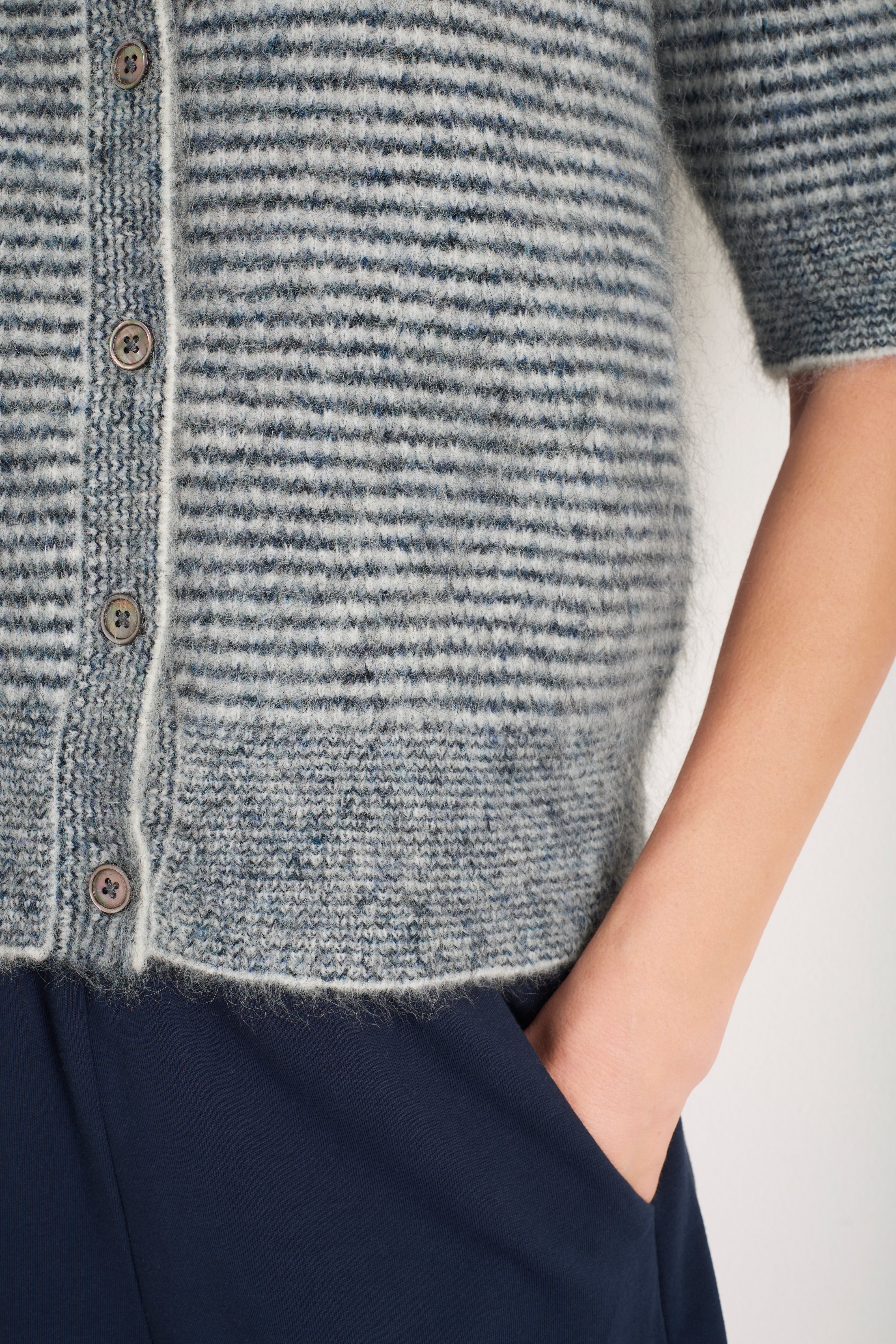 Phoebe Cardigan - Blue/Ivory Stripe