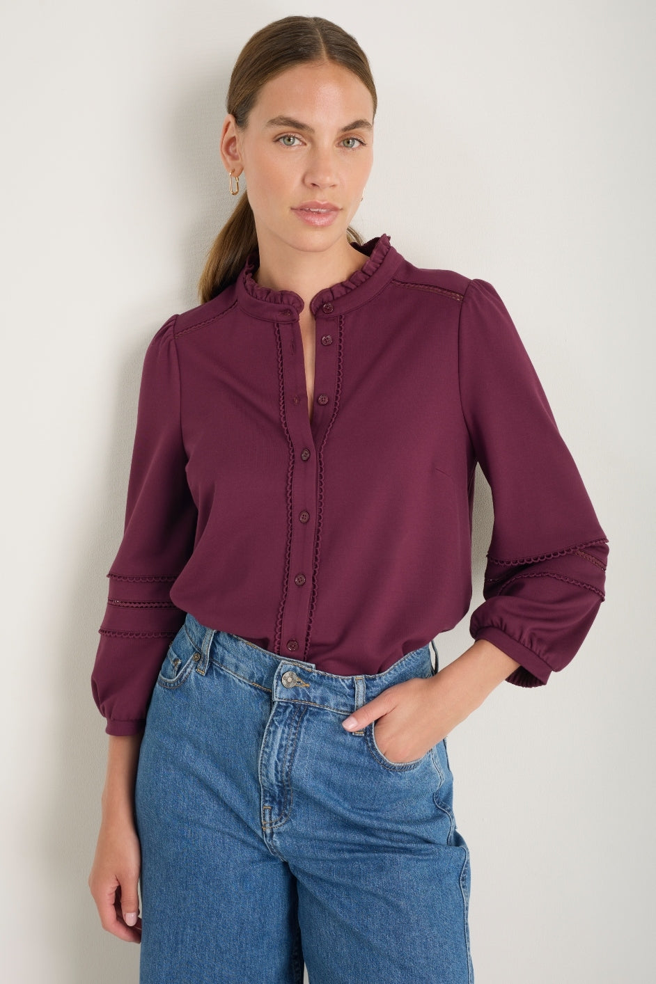 Phoebe Ponte Top - Deep Fig