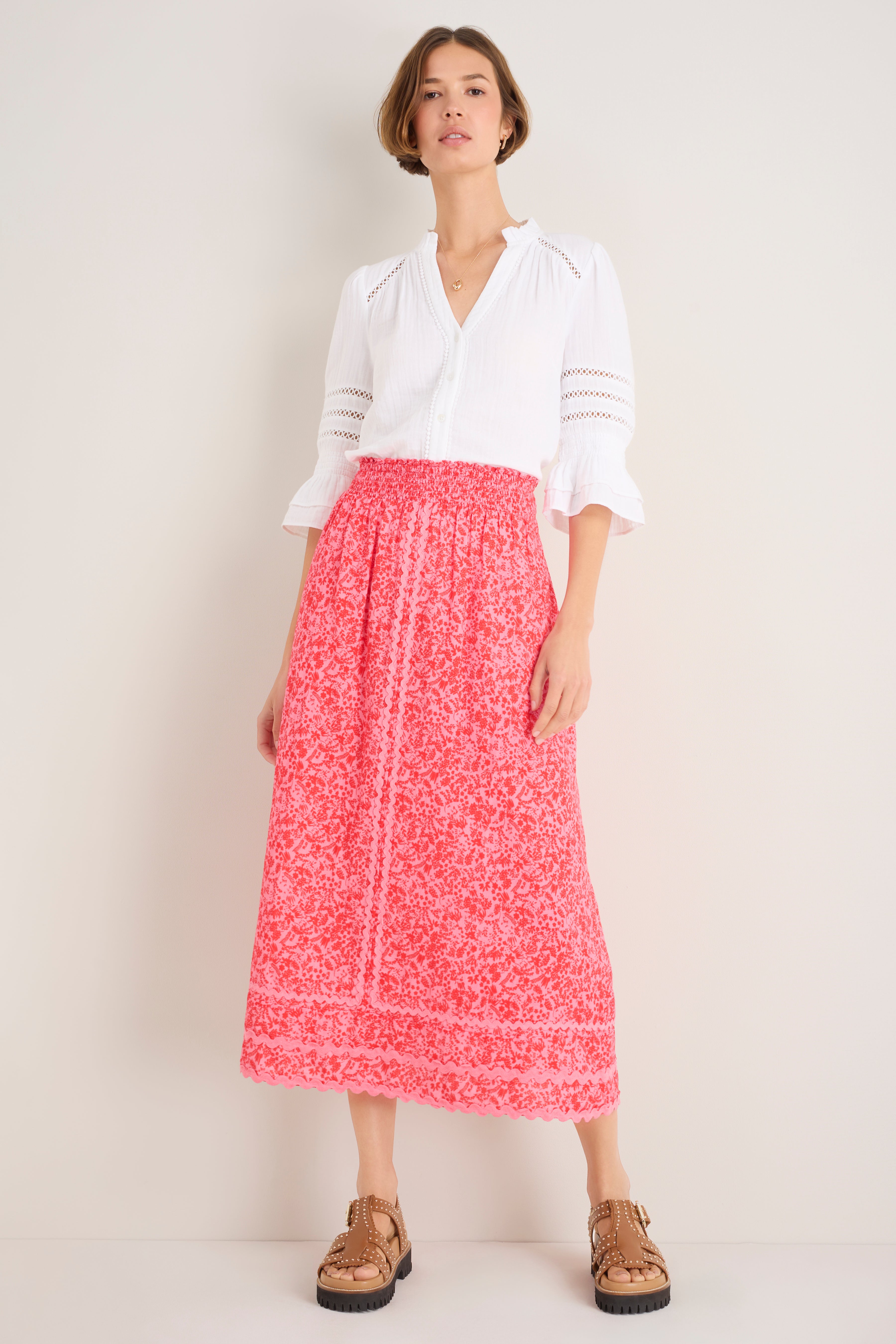 Sophia Skirt - Perfect Pink Daisy Floral
