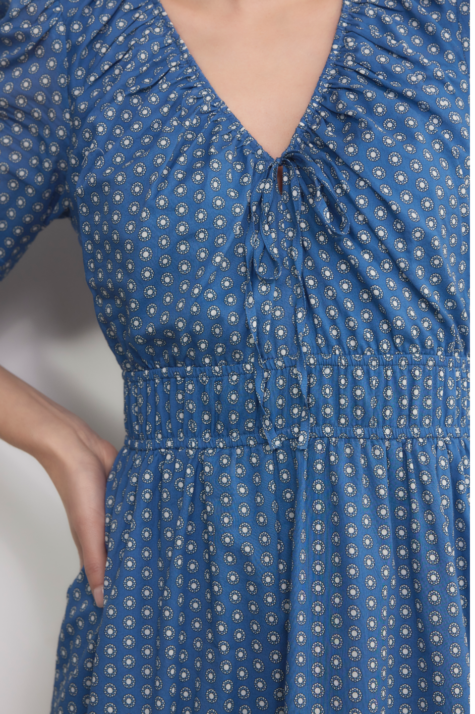 Piper Dress - Chambray Geo Stamp